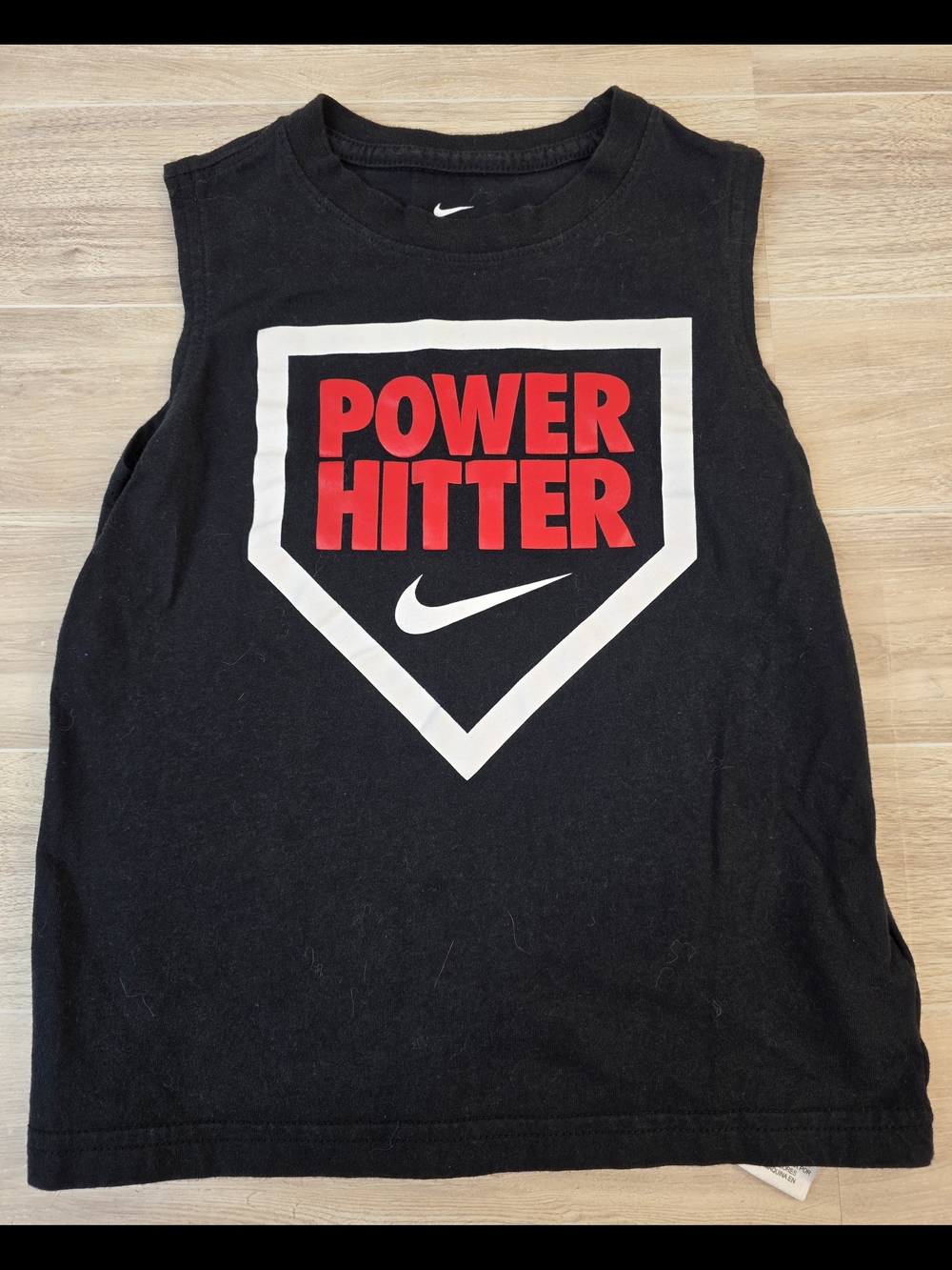 Boys 4/5 Nike Black Tank Top with Red "Power Hitter" Graphic